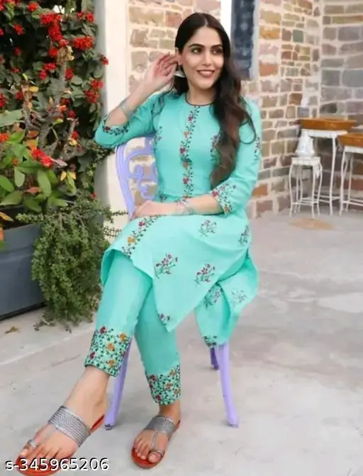 Fancy Designer Embroidery work kurti with Bottom