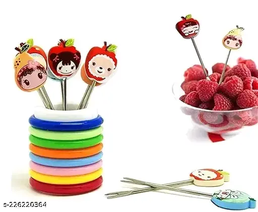 Freshhon Designer Fruit Fork Stand with 8 Cartoon Shape Fruit 🍓 Fork