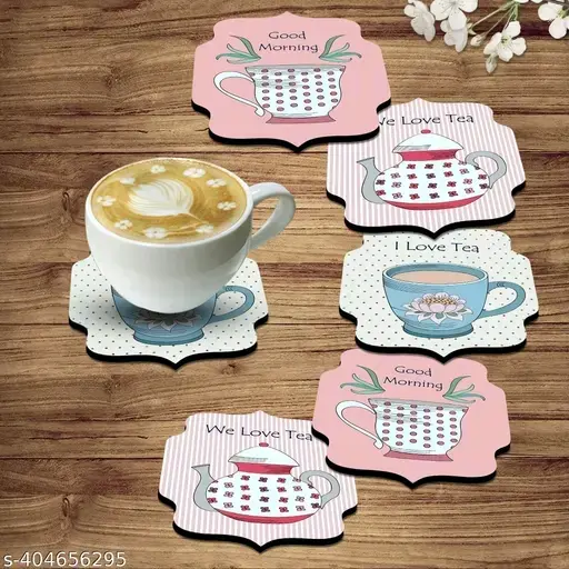 Freshhon Designer Tea & Milk Shake Wooden Crafting Coaster