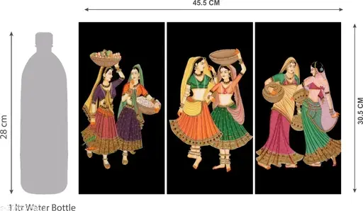 Freshhon Designer WALLMAX RAJSTHANI UV PAINTINGS SET OF 3