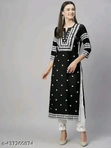 Chikankari black  kurti