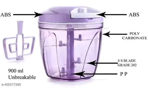Chopper 1000ml Steel Blade large  manual hand press vegetable chopper