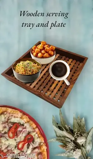 Freshhon Designer wooden Serving tray Small size Cup set