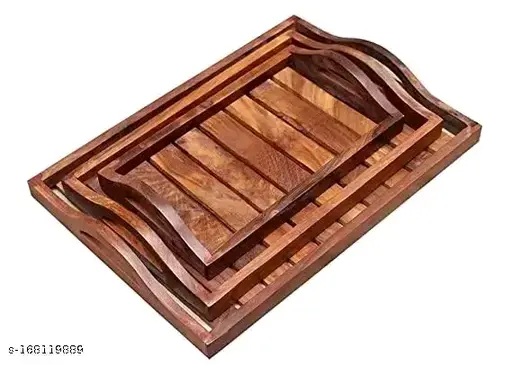 Freshhon Designer wooden Serving tray pack of 3
