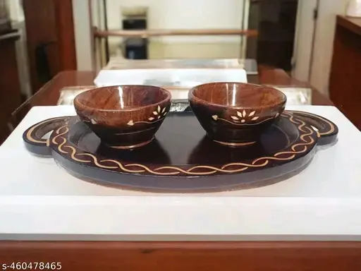Freshhon Designer wooden Crafting Tray with Bowl set