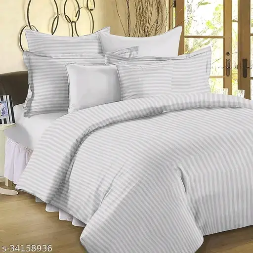 Hotels Fancy Striped cotton Bedsheets (king size 90*108)