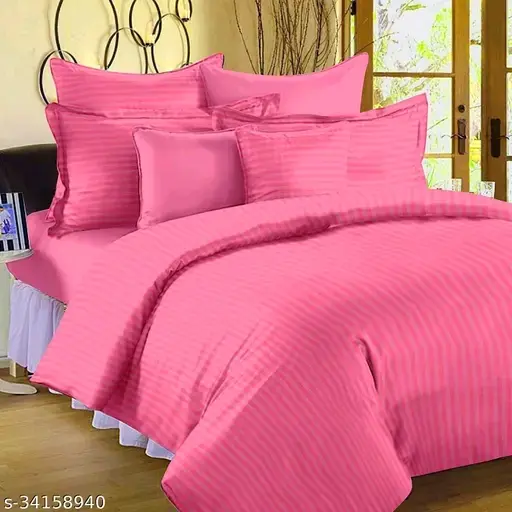 Hotels fancy Striped cotton bedsheet (king Size 90*108)