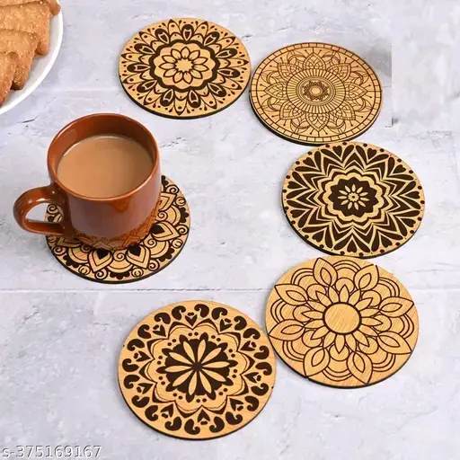 Freshhon Designer Tea, Coffee & Milk Shake Wooden Crafting Coaster