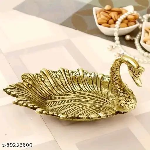 Freshhon Designer Oxidised Metal  Golden Serving Tray