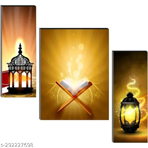 Freshhon Eid Special WALLMAX SET of 3 Holy Islamic UV WALL PAINTINGS (12 Inch x 18 Inch)