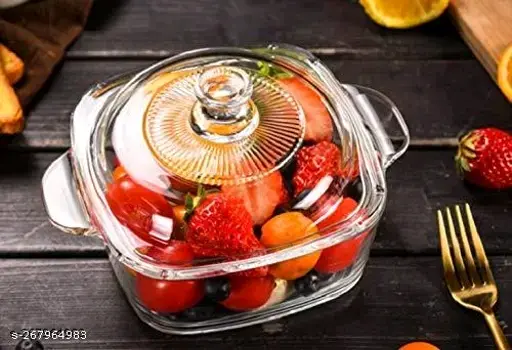 Freshhon Designer Borosilicate 1000ml Microwave Safe Glass Casserole 🥘