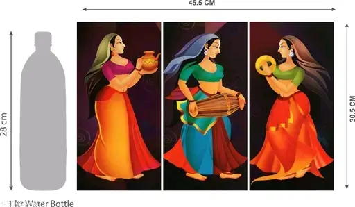 Freshhon Designer WALLMAX Set of 3 RAJSTHANI UV PAINTINGS
