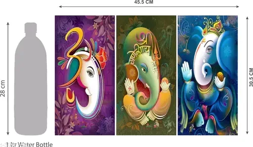 Freshhon Designer WALLMAX RAJSTHANI UV PAINTINGS  SET OF 3