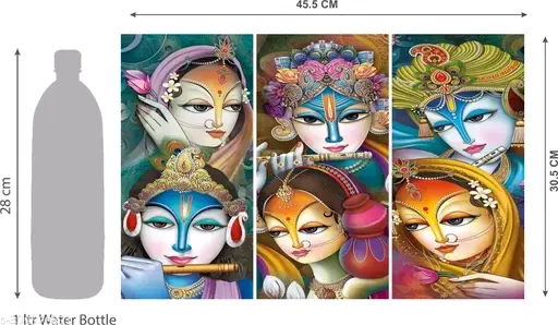 Freshhon Designer WALLMAX RAJSTHANI UV PAINTINGS SET OF 3