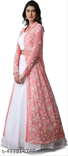 White printed Lehnga choli shrug
