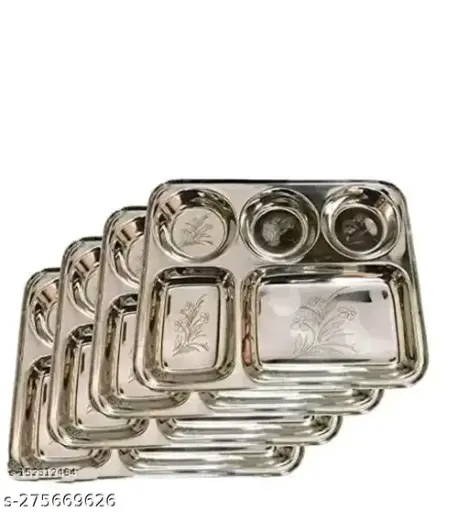 Freshhon 5 In 1 Designer Bhojan Tray pack of 4