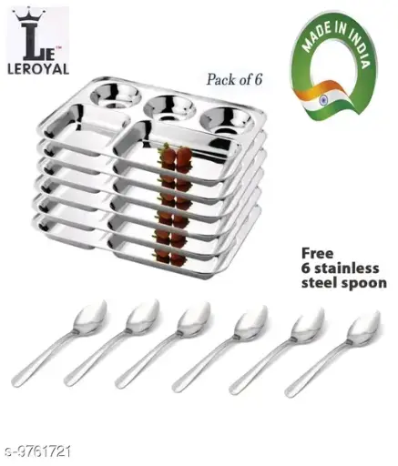 Freshhon 5 in 1 Designer Bhojan Tray pack of 6
