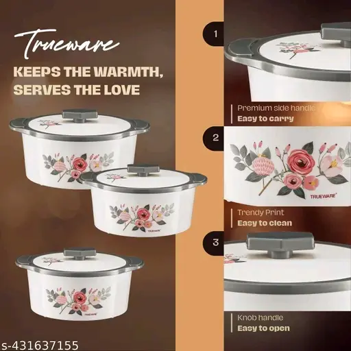 Freshhon Designer CASSEROLE Set of 3 (6ooml ,800 ml & 1100ml)
