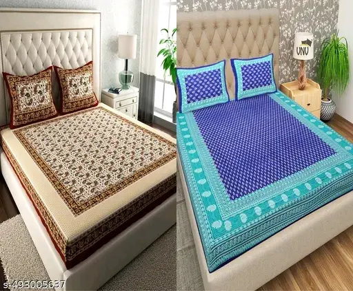 Freshhon Special Combo Classic Cotton Double bed sheet With 2 pillows Cover (90 x 100)
