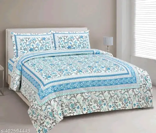 Freshhon Summer Special classic Cotton double bedsheets with 2 pillows Cover( 90 x100)
