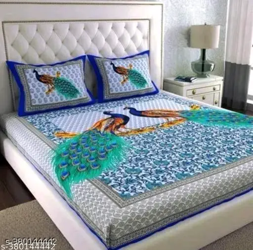 Freshhon Designer Fancy Cotton Double bed sheet With 2 pillows Cover