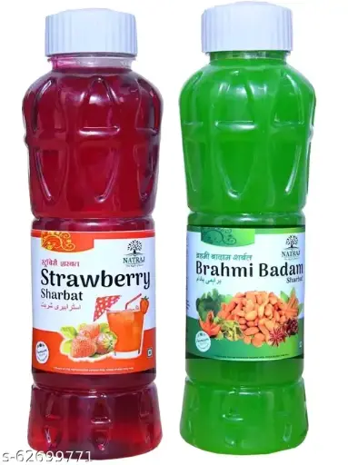 Freshhon Summer Special NatrajNatural  Fruits Strawberry & Brahmi Badam Syrup