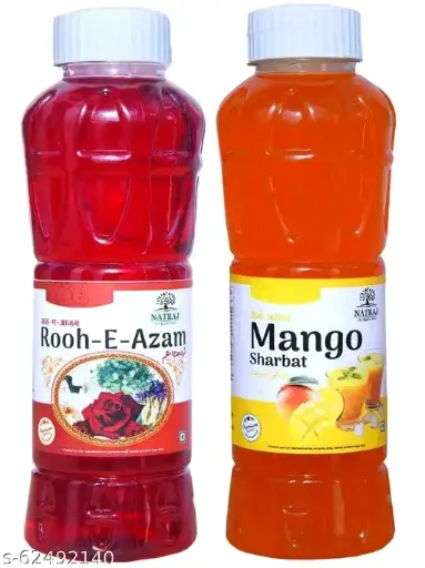 Freshhon Summer 🏝️ Special Natraj natural fruits Mango & Rooh  E Azam Sharbat Syrup(Each 1000 ml)