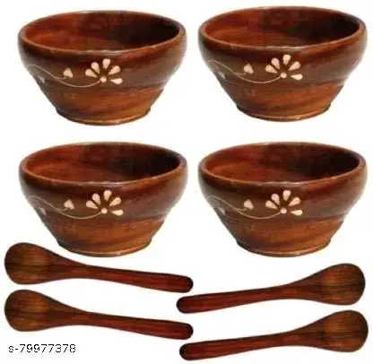 Freshhon Special  hand made  Multipurpose Serving wooden Bowl Set pack of 4