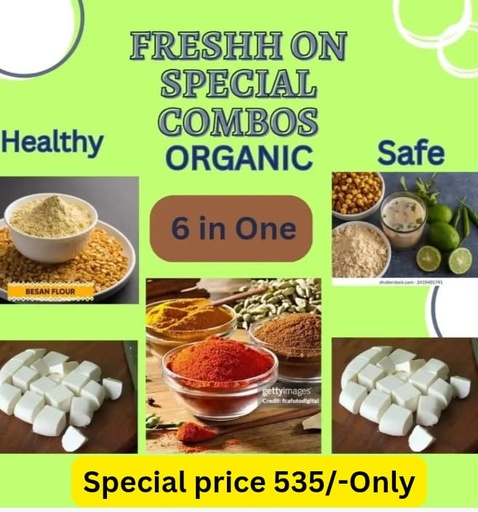 SPECIAL COMBO,Trial pack  (Shahi paneer 400gm+1kg(Organic Chana Sattu+Besan) +100gm(Haldi+Dhania+ Teja Lal MIRCHA) Available only patna town