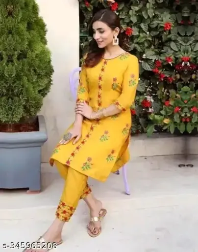 Fancy Designer Embroidery work kurti with Bottom Embroidery